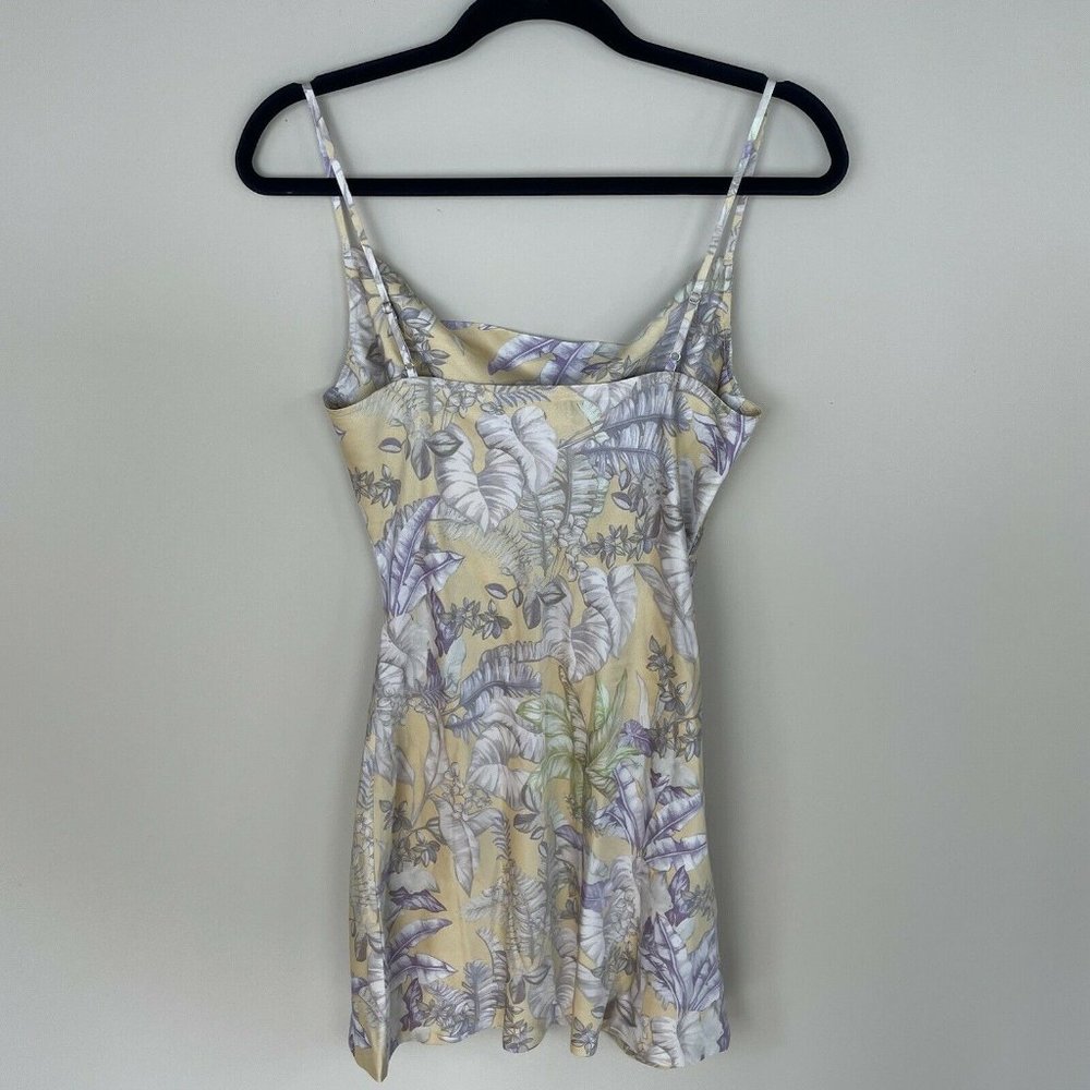 Lulus Sultry Summers Yellow Tropical Satin Dress - Picture 3 of 7